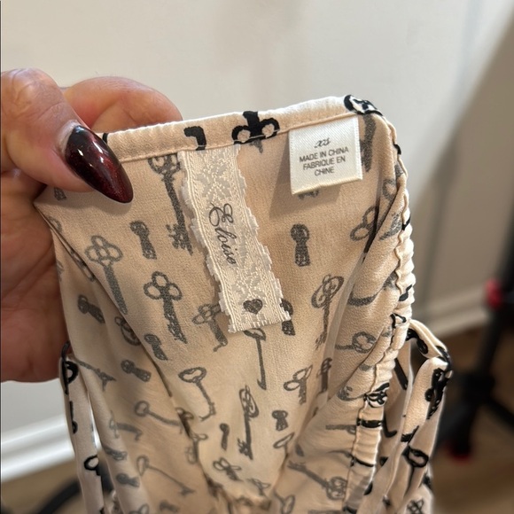 Black and Cream Pleated Spaghetti Strap Sundress - Picture 6 of 6